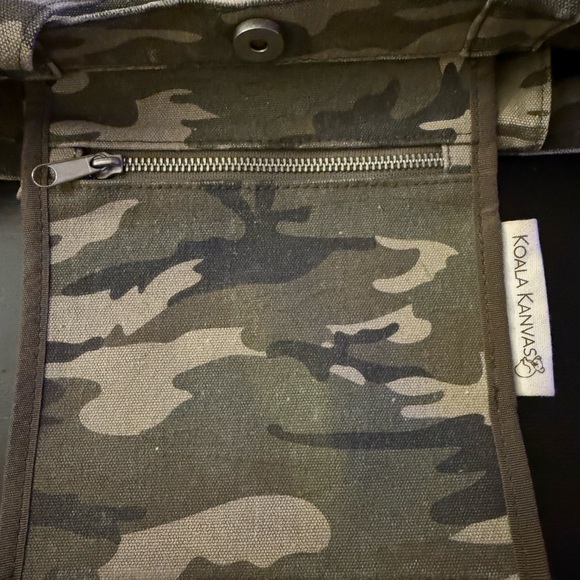 Quilted Koala Upright Tote Green Camo with Crossbody Strap - Picture 3 of 4